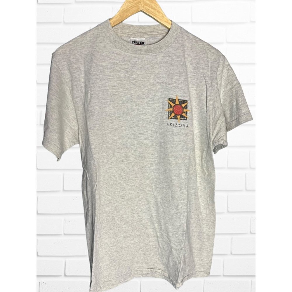 5/$25 Men's Sz M Vtg Arizona Graphic Tee Light Gray With Retro Desert Sun Logo